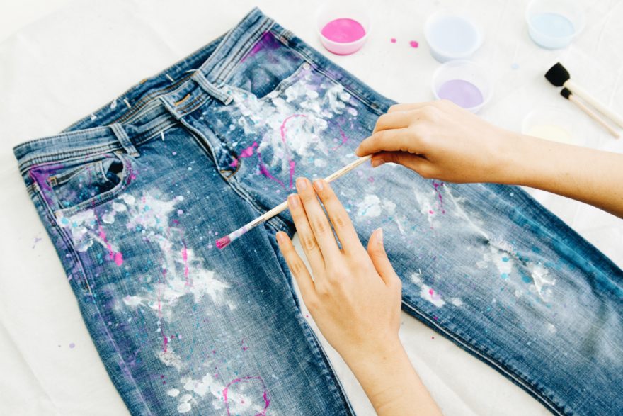 DIY Paint Splatter Denim Jeans Makeful